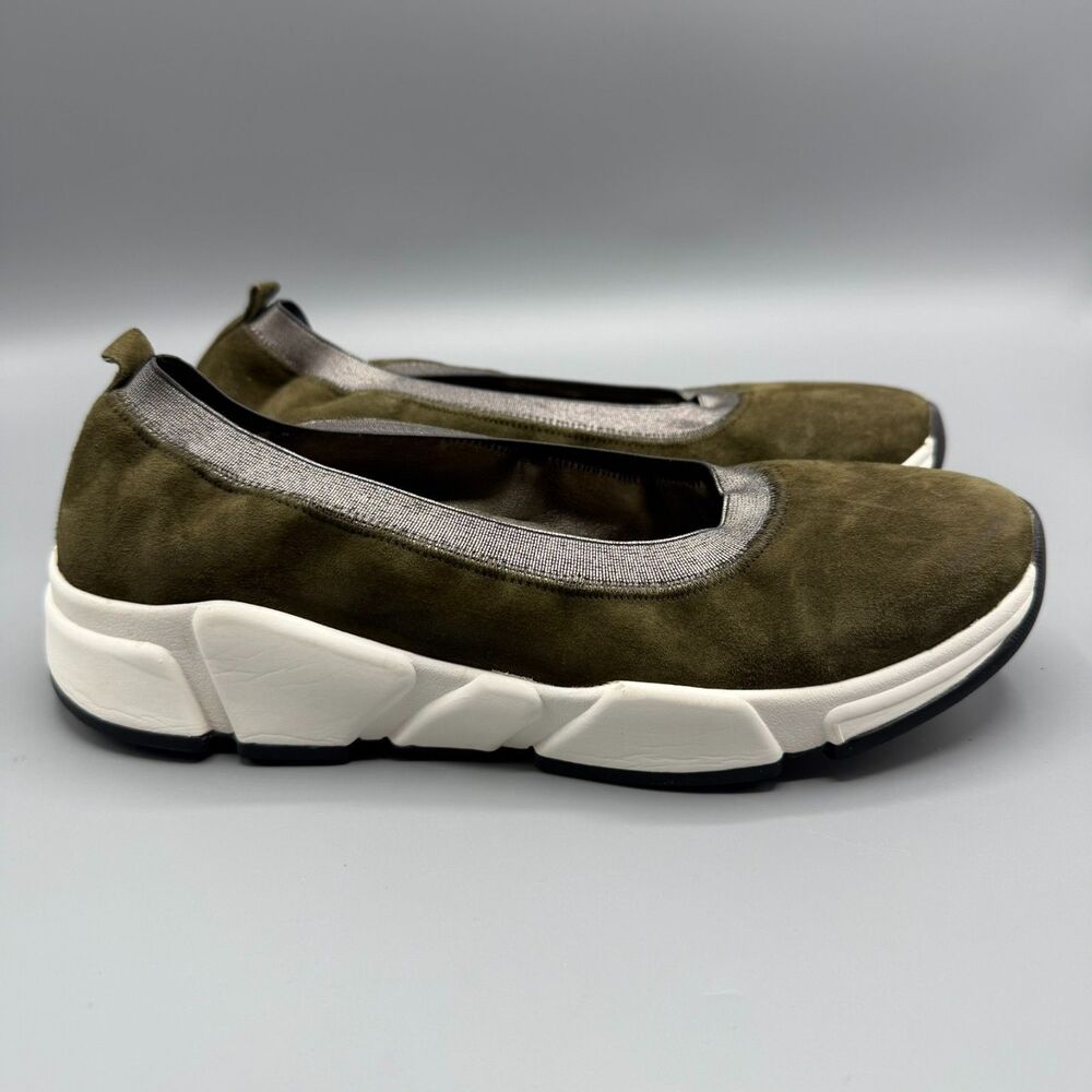 Johnston & Murphy Women's Olive Suede Platform Flats Comfort Size 8 M